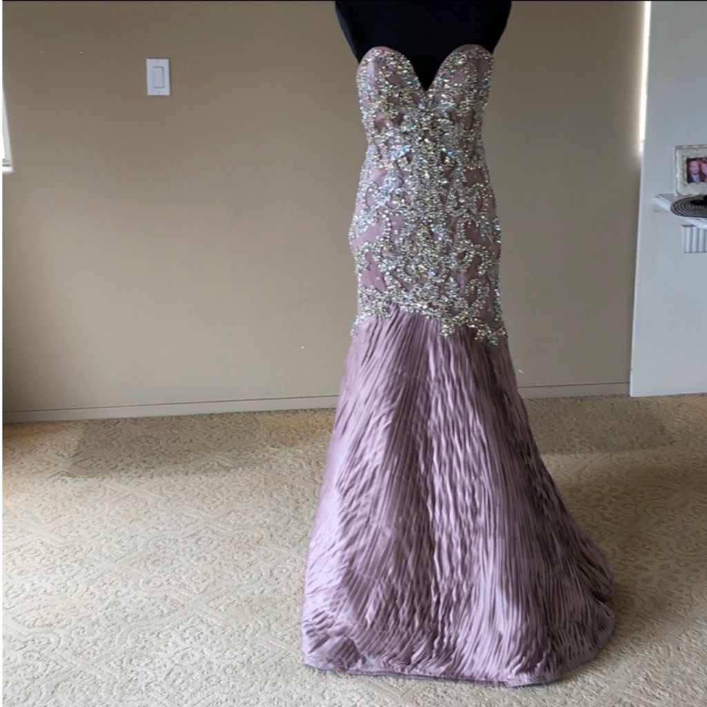 Elegant Strapless Beaded Gown